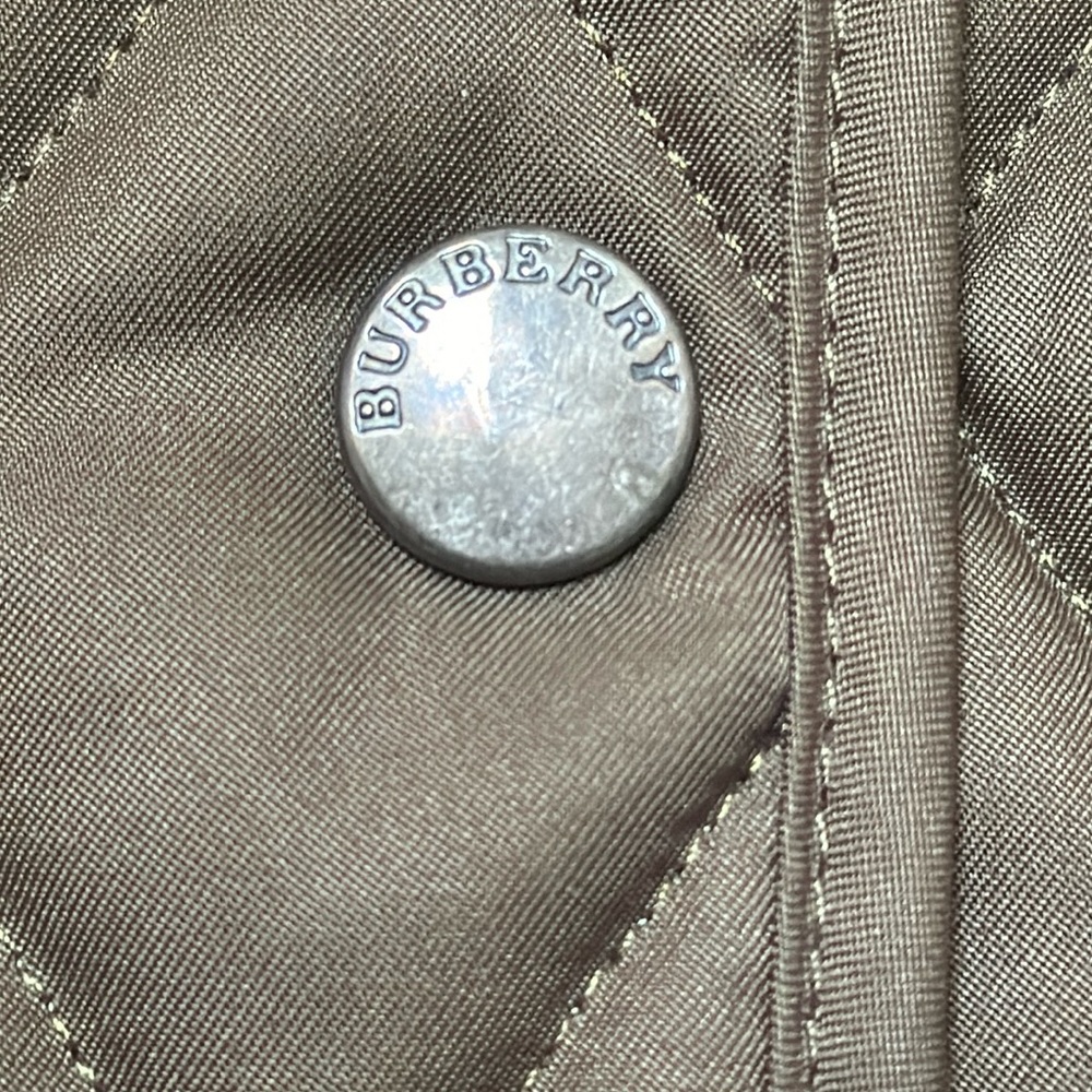 Burberry Olive Green/Brown? Quilted Jacket with House Check Lining - Picture 6 of 16